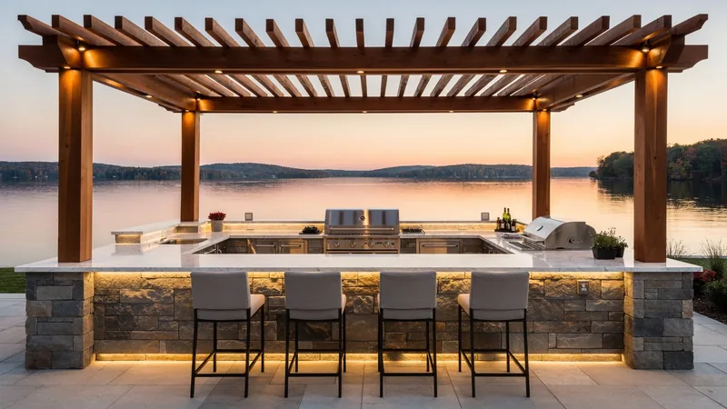 Premium outdoor kitchen package on a lakefront property at Lake Lotawana, MO