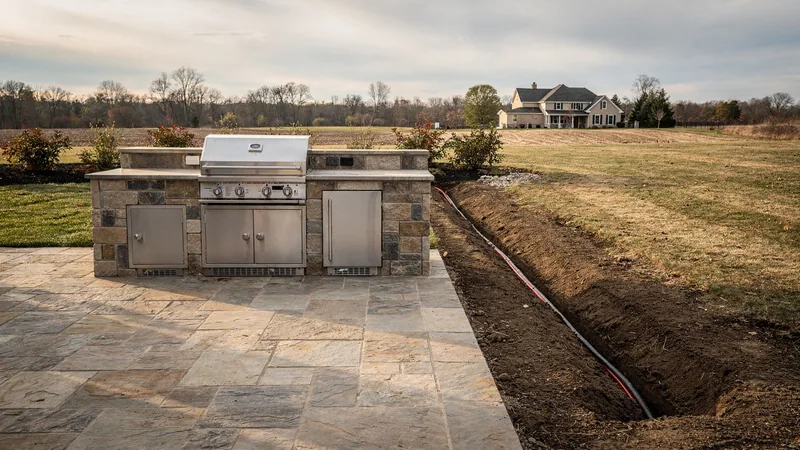 Built-in grill island on a rural property near Levasy, MO