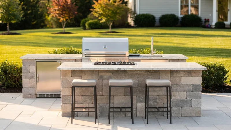 Full outdoor kitchen package on a suburban patio in Richmond, MO