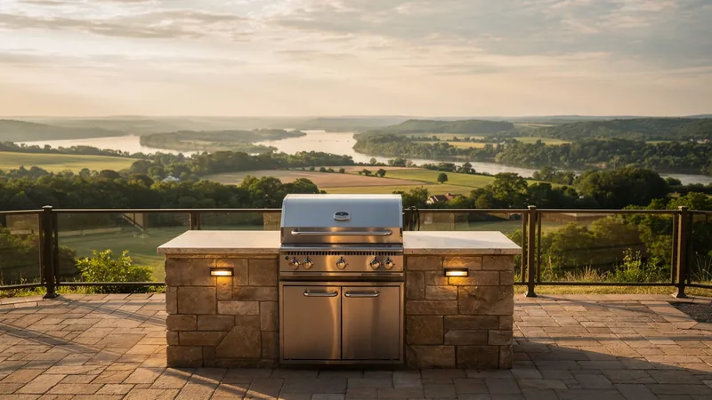 Grill island built on a riverside property near Sibley, MO