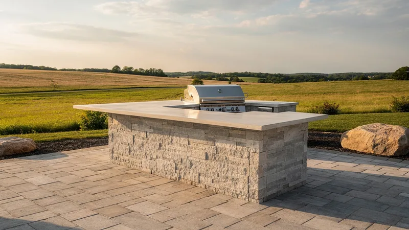 Outdoor kitchen build on a large rural lot near Wellington, MO