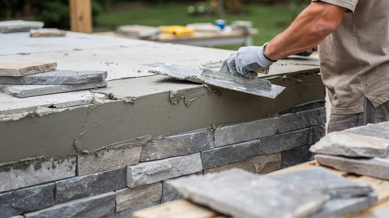 Outdoor Kitchen Stone Veneer & Stucco Finishing service in Independence, MO